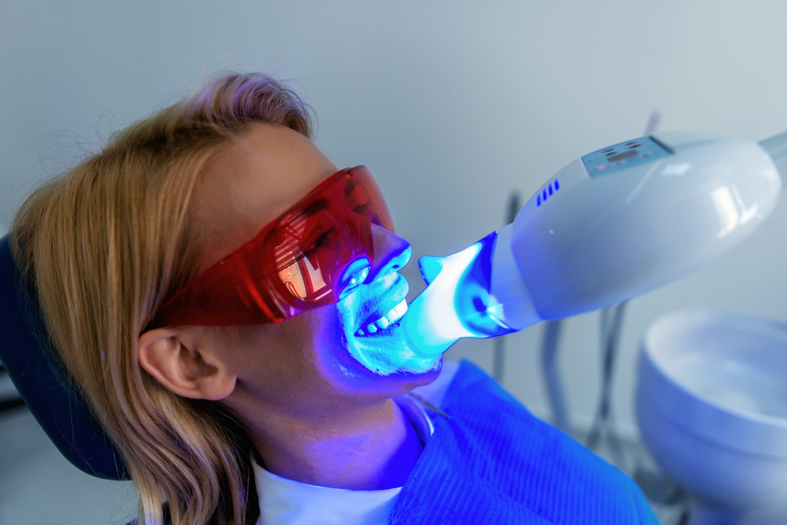 Dentistry dentist working teeth whitening dental medical process